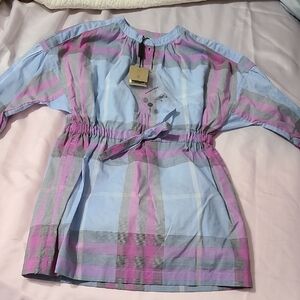 Kids Plaid Burberry Dress - Pink and Blue